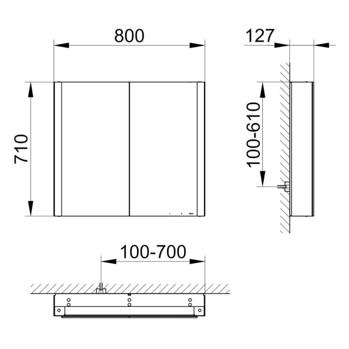 Keuco Royal Metis LED Aufputz-Spiegelschrank 80 x 71 cm, 2 Türen mit Spiegelheizung