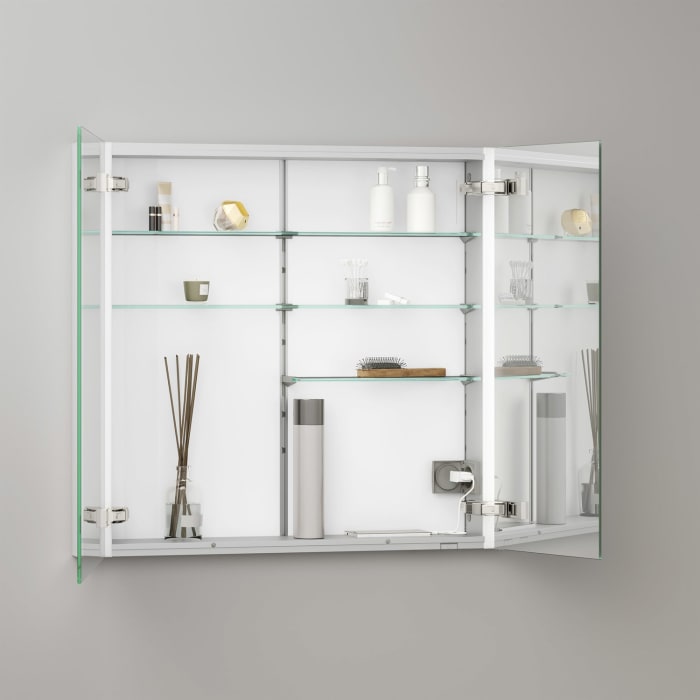 Keuco Royal Metis LED Unterputz-Spiegelschrank 80 x 71 cm, mit 2 Türen asymmetrisch