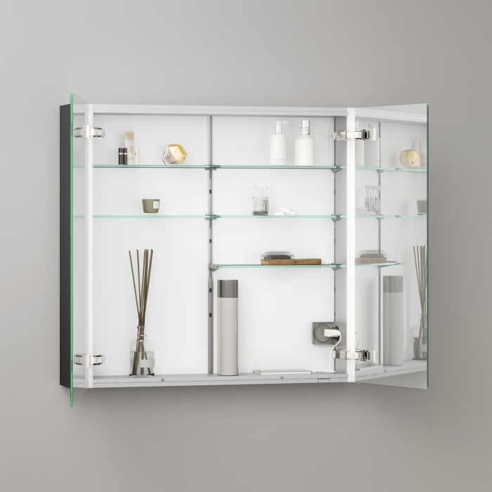 Keuco Royal Metis LED Aufputz-Spiegelschrank 80 x 71 cm, mit 2 Türen asymmetrisch, französiche Ausführung