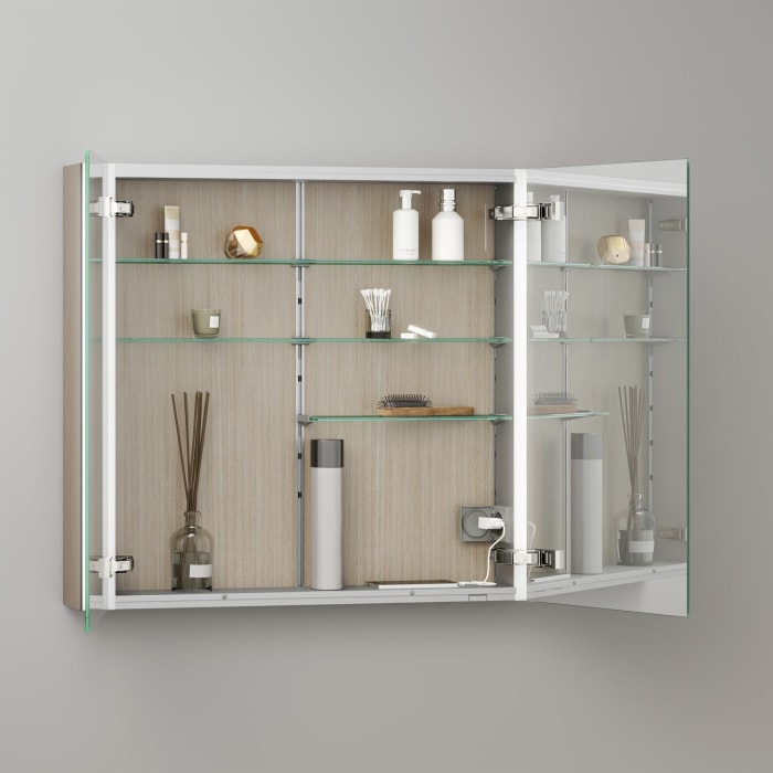 Keuco Royal Metis LED Aufputz-Spiegelschrank 80 x 71 cm mit 2 Türen, französiche Ausführung