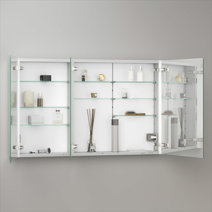 Keuco Royal Metis LED Aufputz-Spiegelschrank 120 x 71 cm, 3 Türen mit Spiegelheizung, französiche Ausführung