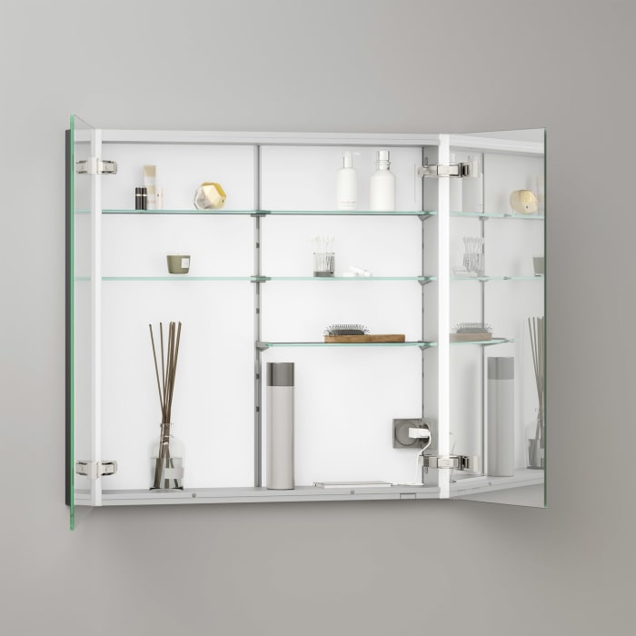 Keuco Royal Metis LED Unterputz-Spiegelschrank 80 x 71 cm, mit 2 Türen asymmetrisch, französiche Ausführung