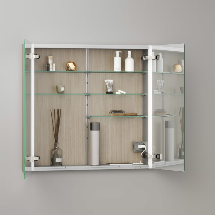 Keuco Royal Metis LED Unterputz-Spiegelschrank 80 x 71 cm, mit 2 Türen asymmetrisch, französiche Ausführung