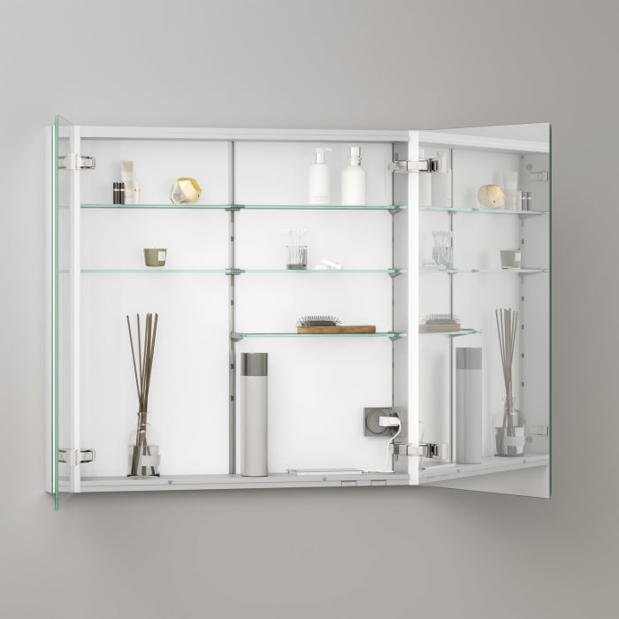 Keuco Royal Metis LED Unterputz-Spiegelschrank 80 x 71 cm, 2 Türen mit Spiegelheizung, französiche Ausführung