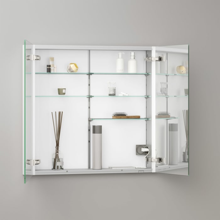 Keuco Royal Metis LED Unterputz-Spiegelschrank 80 x 71 cm mit 2 Türen asymmetrisch, schweizer Ausführung