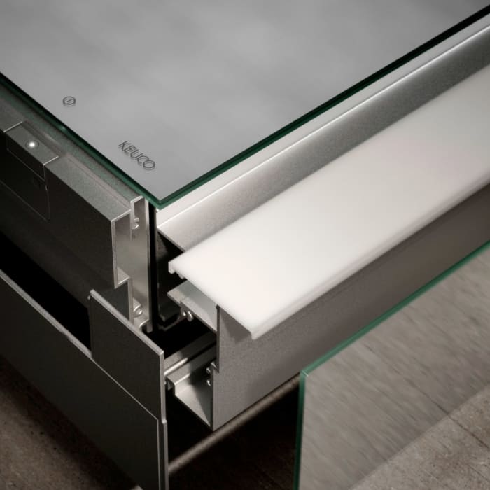 Keuco Royal Metis LED Aufputz-Spiegelschrank 80 x 71 cm, mit 2 Türen asymmetrisch, schweizer Ausführung