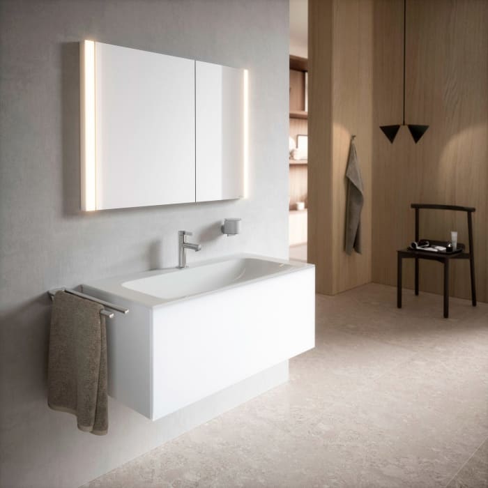 Keuco Royal Metis LED Unterputz-Spiegelschrank 80 x 71 cm mit 2 Türen asymmetrisch, schweizer Ausführung