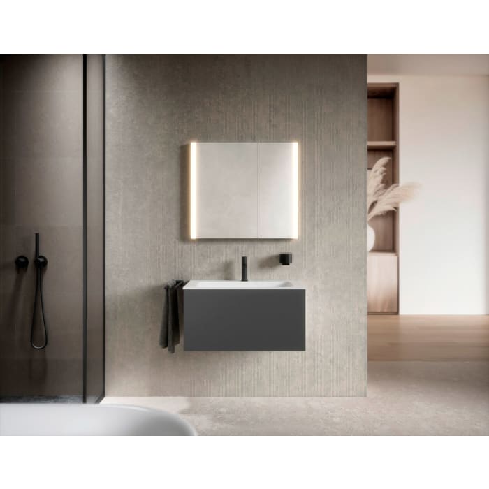 Keuco Royal Metis LED Unterputz-Spiegelschrank 80 x 71 cm, mit 2 Türen asymmetrisch, französiche Ausführung