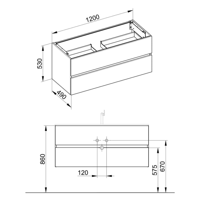 Keuco Tenos Waschtisch mit Unterschrank 120 cm, 2 Auszüge