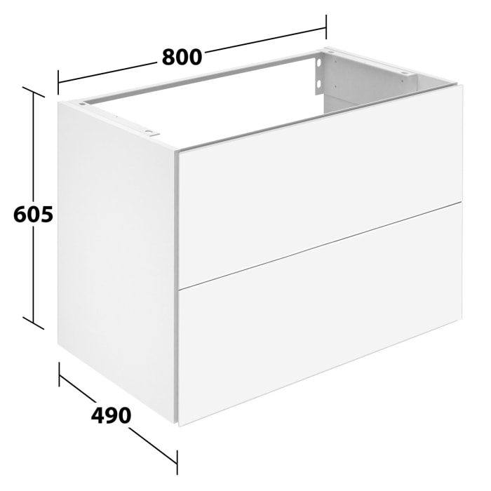 Keuco X-Line Waschtischunterbau mit 2 Auszügen, 80 x 60,5 cm