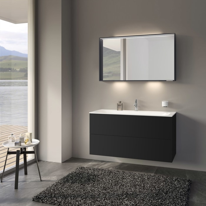 Keuco X-Line Badspiegel 120 x 70 cm in Anthrazit mit Spiegelheizung und einstellbarer Lichtfarbe