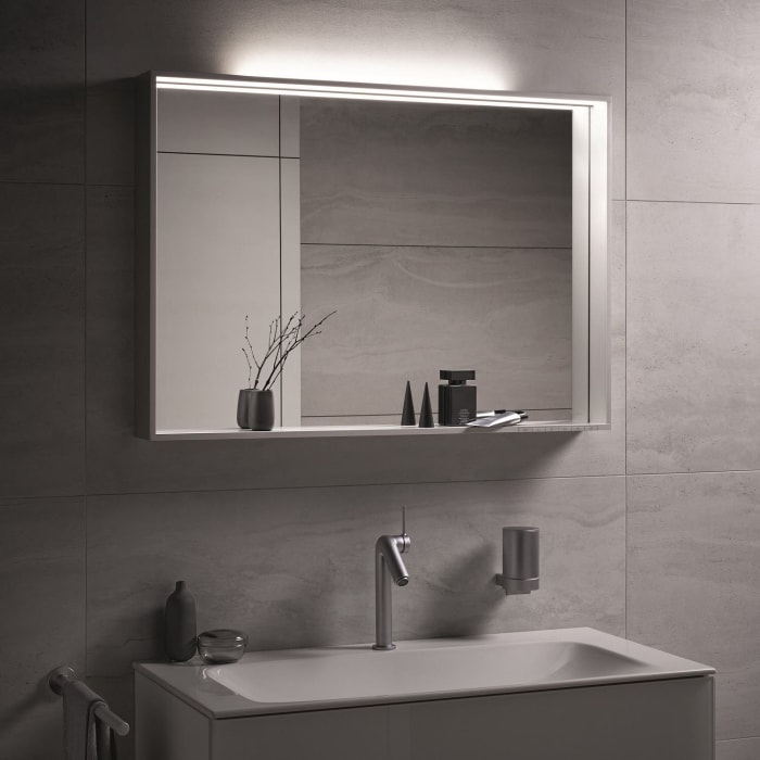 Keuco X-Line Badspiegel 120 x 70 cm mit einstellbarer Lichtfarbe und modernes inox Design