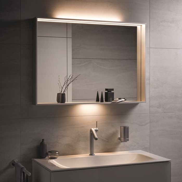 Keuco X-Line Badspiegel 120 x 70 cm mit einstellbarer Lichtfarbe und modernes inox Design