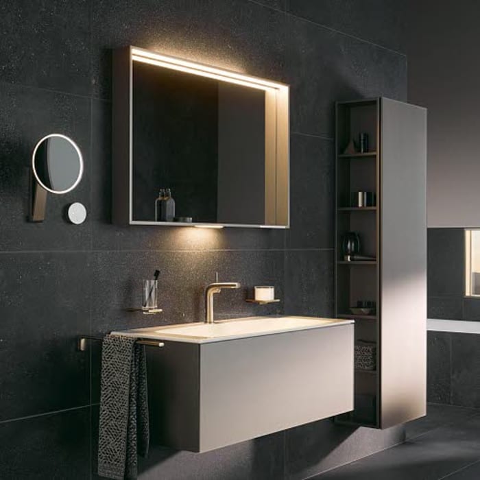 Keuco X-Line Badspiegel 120 x 70 cm in Anthrazit mit Spiegelheizung und einstellbarer Lichtfarbe