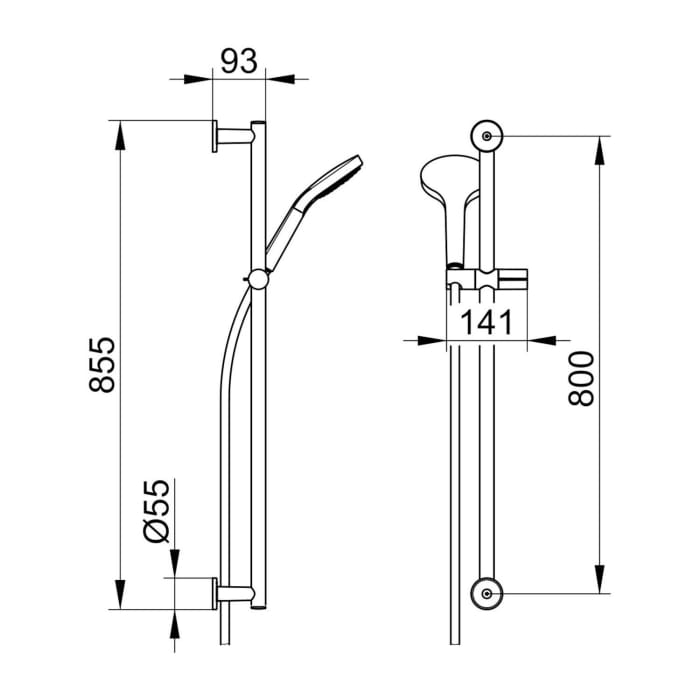 Keuco IXMO Brause-Set mit Brausestange, Brauseschieber, Schlauch und Handbrause, runde Rosetten