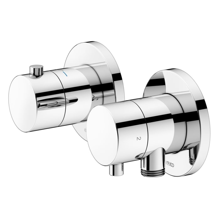 Keuco Plan Blue Thermostatarmatur Set für UP Montage, 2-Wege mit Schlauchanschluss u. Brausehalter