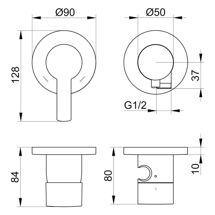 Keuco Plan Blue Einhebelmischer für UP Montage, 2-Wege mit Schlauchanschluss u. Brausehalter