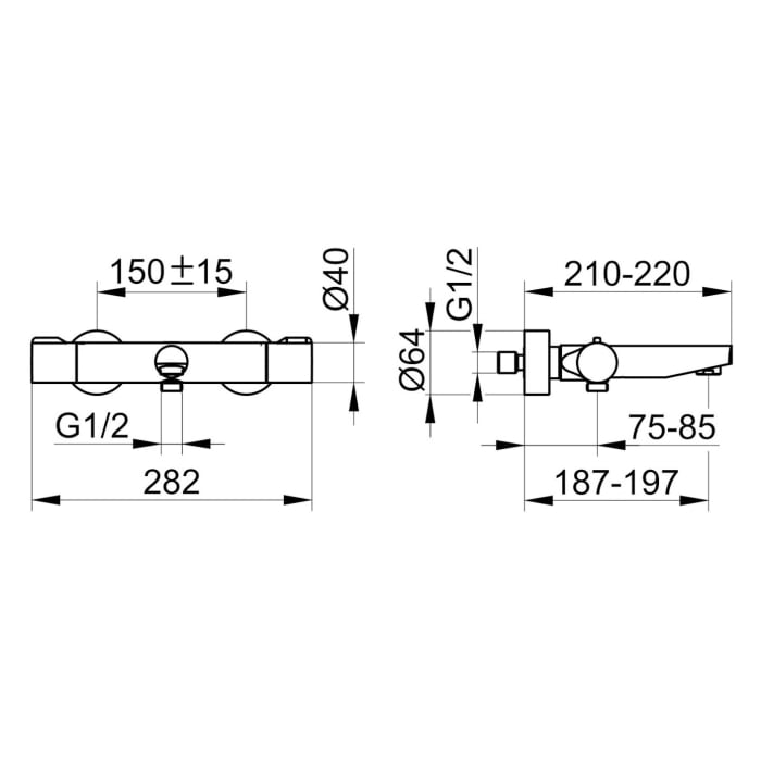 Keuco Plan Blue Thermostat-Wannenarmatur Aufputz