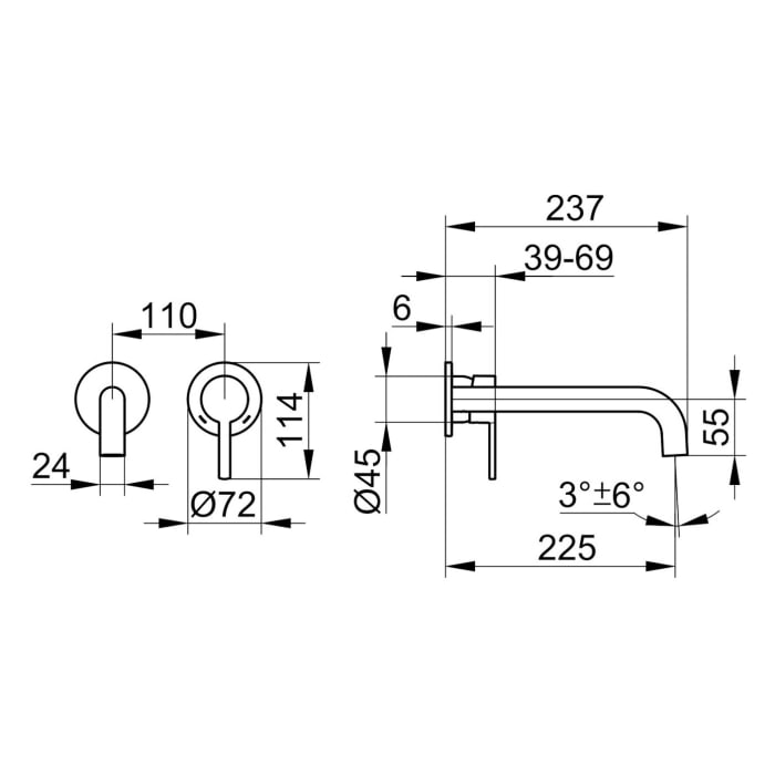 Keuco Plan blue Einhebel-Waschtischmischer Unterputz, Ausladung 22,5 cm