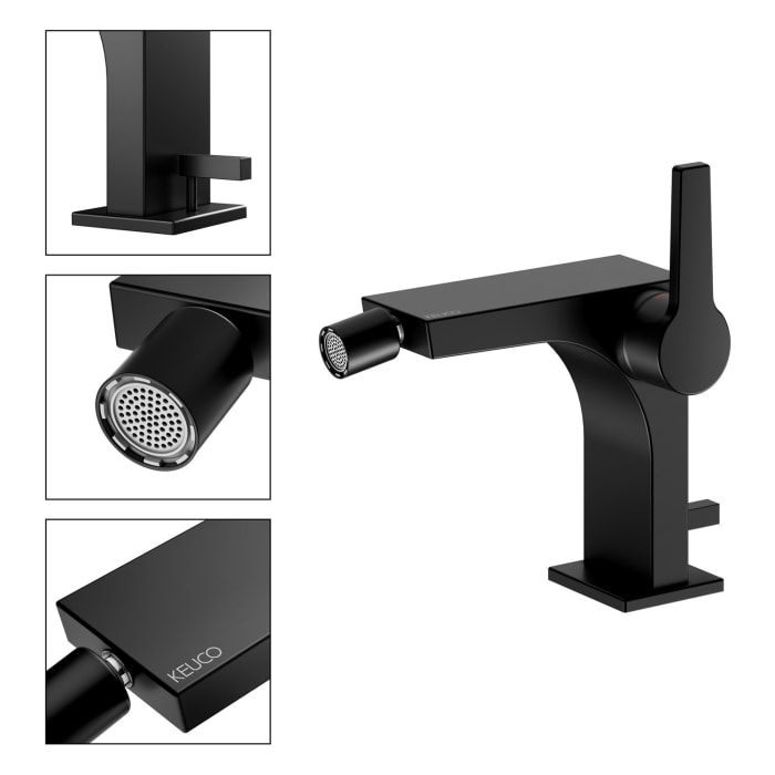 Keuco EDITION 11 Black Selection Einhebel-Bidetmischer mit Zugstangen-Ablaufgarnitur