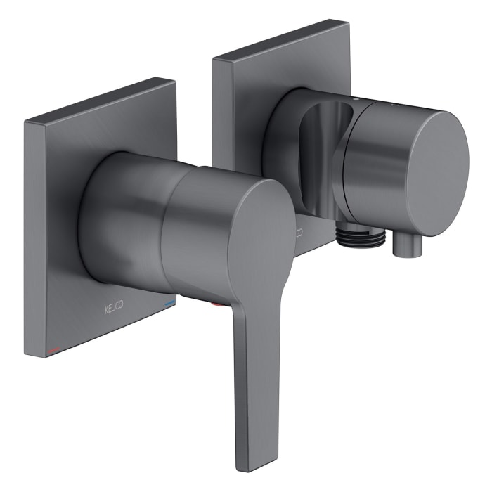 Keuco EDITION 11 Einhebelmischer Set für 2 Verbraucher, mit Schlauchanschluss und Brausehalter