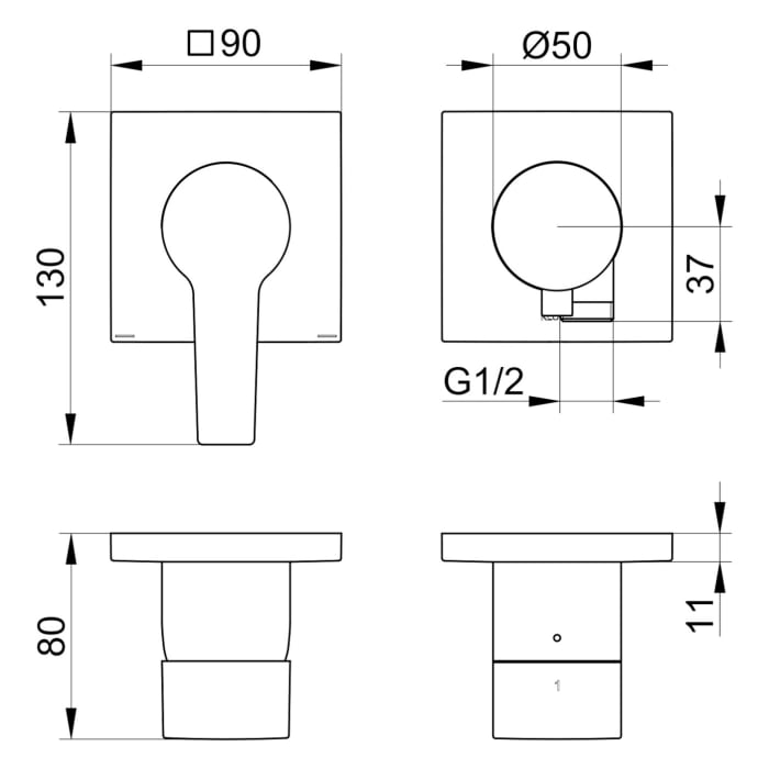 Keuco EDITION 11 Einhebelmischer Set für 2 Verbraucher, mit Schlauchanschluss