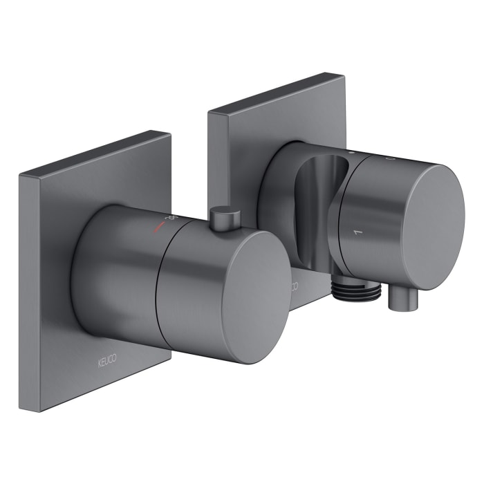 Keuco EDITION 11 Thermostatarmatur Set für 2 Verbraucher, mit Schlauchanschluss und Brausehalter