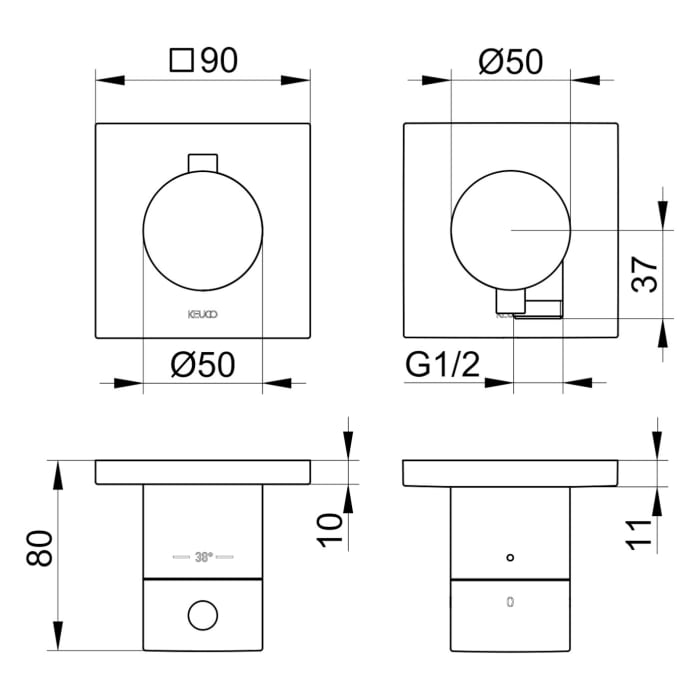 Keuco EDITION 11 Thermostatarmatur Set für 2 Verbraucher, mit Schlauchanschluss