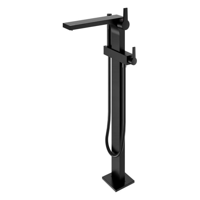 Keuco EDITION 11 Black Selection Einhebel-Wannenmischer, freistehend, mit Brauseschlauch und Stabhandbrause