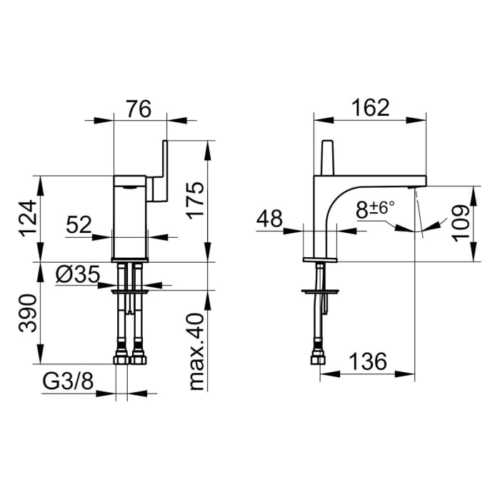 Keuco EDITION 11 Black Selection Einhebel-Waschtischmischer 110, ohne Ablaufgarnitur