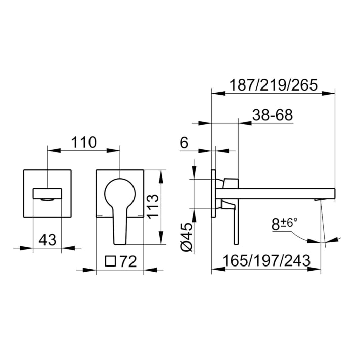 Keuco EDITION 11 Black Selection Einhebel-Waschtischmischer Unterputz, 2-Loch, Ausladung 16,5 cm