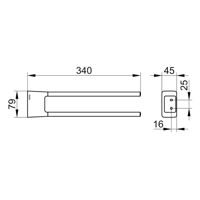 Keuco HERA Handtuchhalter 2-armig, starr, 34 cm