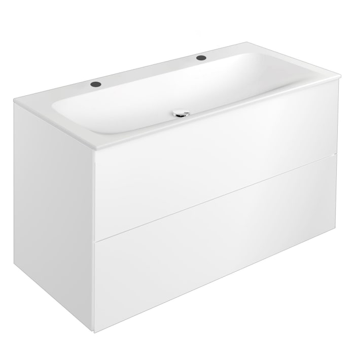 Keuco Apollo Keramik-Doppelwaschtisch mit Waschtischunterschrank 120 cm, 2 Auszüge