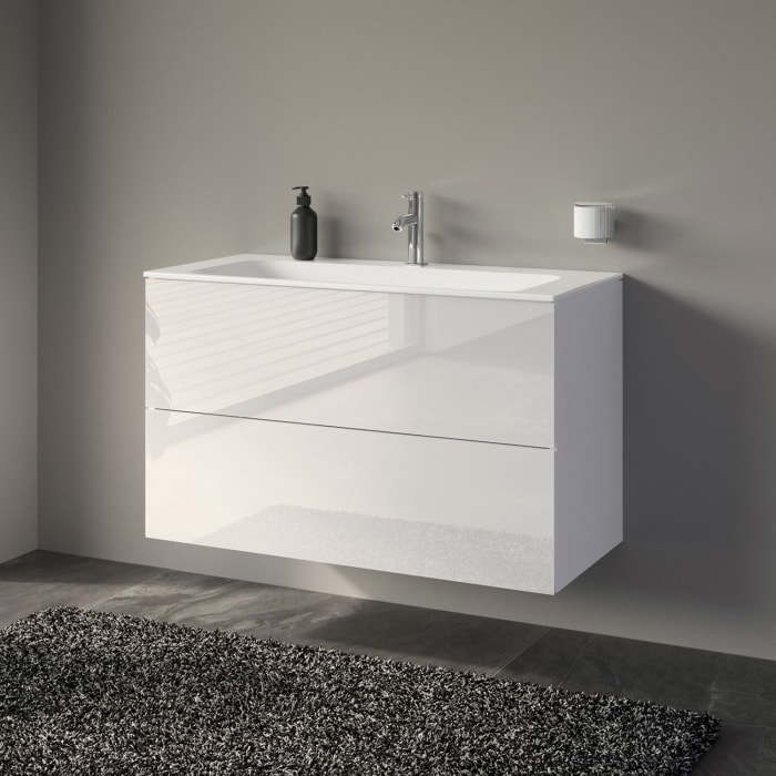 Keuco Apollo Keramik-Waschtisch mit Waschtischunterschrank 100 cm, 2 Auszüge