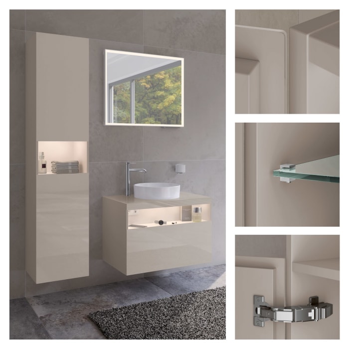 Keuco Stageline Hochschrank 40 x 180 cm, Anschlag links, mit LED-Fachbeleuchtung