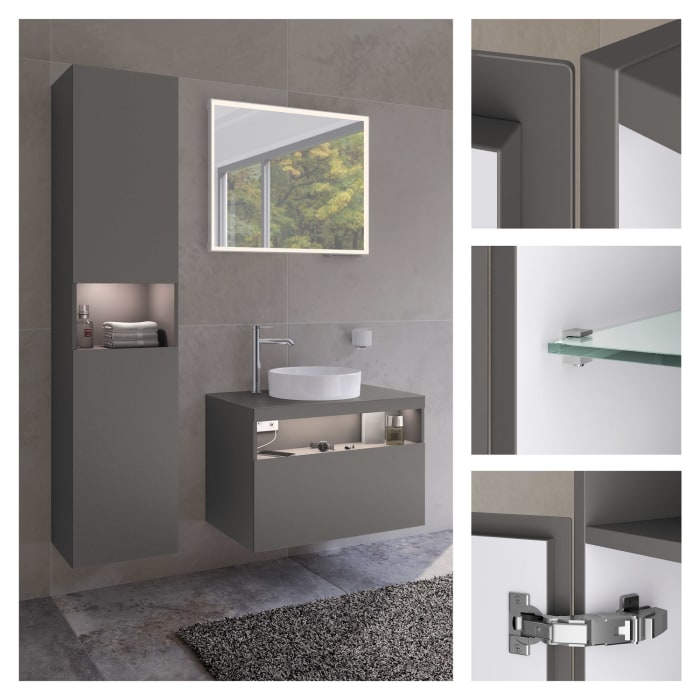 Keuco Stageline Hochschrank  40 x 180 cm, Anschlag links, mit LED-Fachbeleuchtung