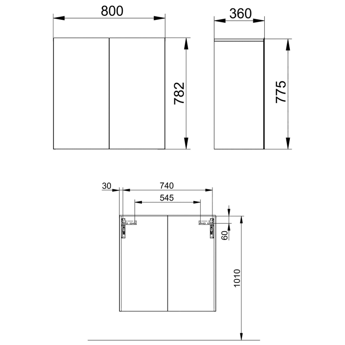 Keuco Stageline Mittelschrank 80 x 78,2 cm, 2-türig