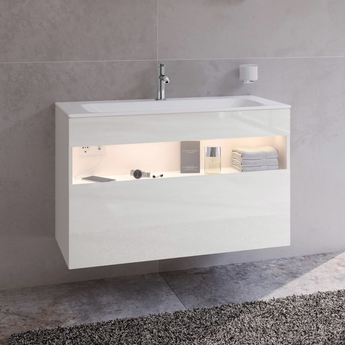 Keuco Stageline Waschtischunterbau 100 x 62,5 cm, mit Steckdose und Beleuchtung, CH Version