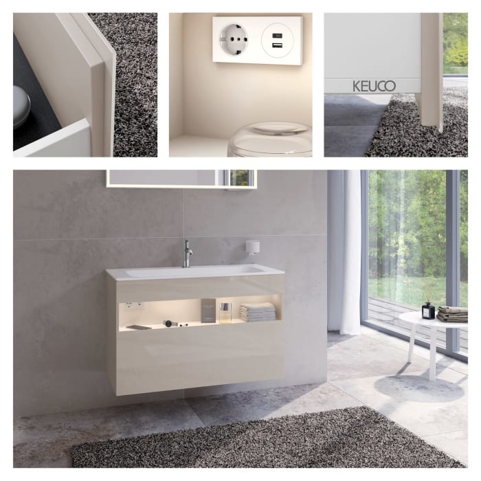 Keuco Stageline Waschtischunterbau 100 x 62,5 cm, mit 1 Auszug und LED-Fachbeleuchtung