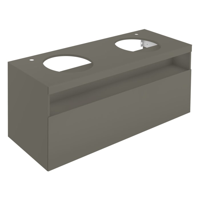 Keuco Stageline Waschtischunterbau 140 x 55 cm, mit offenem Ablagefach und 1 Auszug, 2 Hahnlöcher