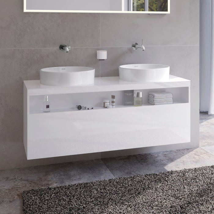 Keuco Stageline Waschtischunterbau 140 x 55 cm, mit offenem Ablagefach und 1 Auszug, ohne Hahnloch