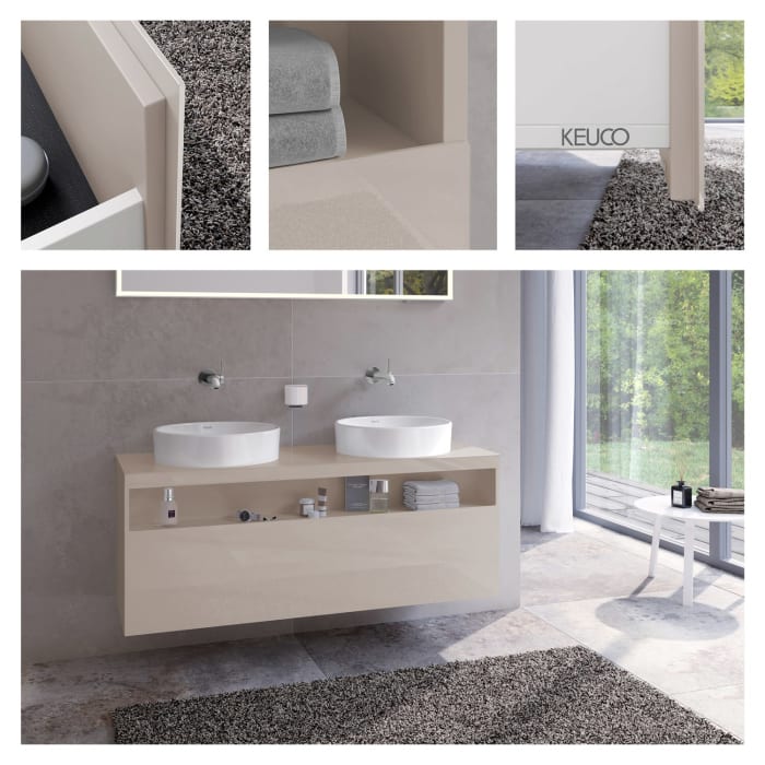 Keuco Stageline Waschtischunterbau 140 x 55 cm, mit offenem Ablagefach und 1 Auszug, ohne Hahnloch