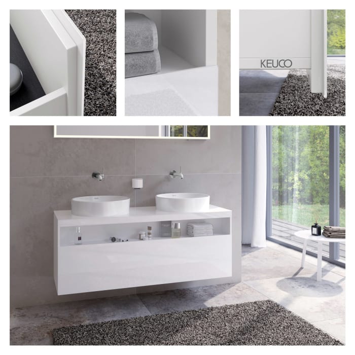 Keuco Stageline Waschtischunterbau 140 x 55 cm, mit offenem Ablagefach und 1 Auszug, ohne Hahnloch