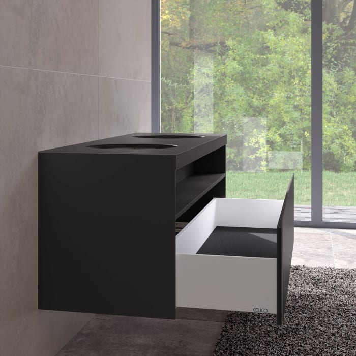 Keuco Stageline Waschtischunterbau 140 x 55 cm, mit offenem Ablagefach und 1 Auszug, ohne Hahnloch