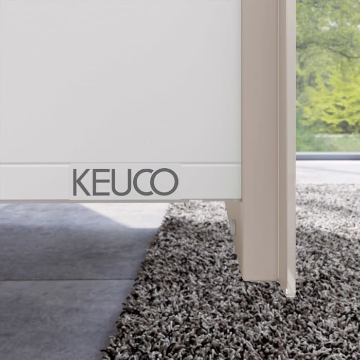 Keuco Stageline Waschtischunterbau 140 x 55 cm, mit offenem Ablagefach mit LED-Beleuchtung, Steckdose und 1 Auszug, 2 Hahnlöcher