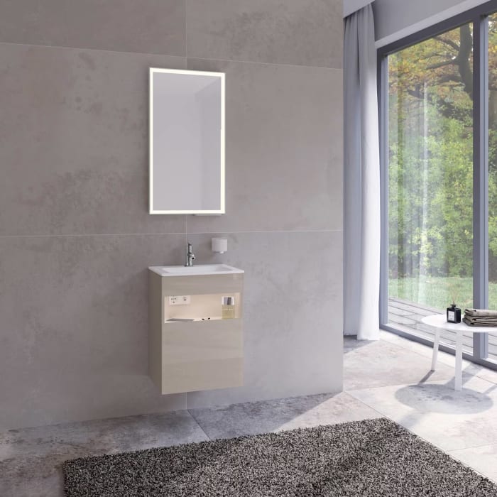 Keuco Stageline Waschtischunterbau 46 x 62,5 cm, Anschlag rechts, 1-türig, mit LED-Fachbeleuchtung