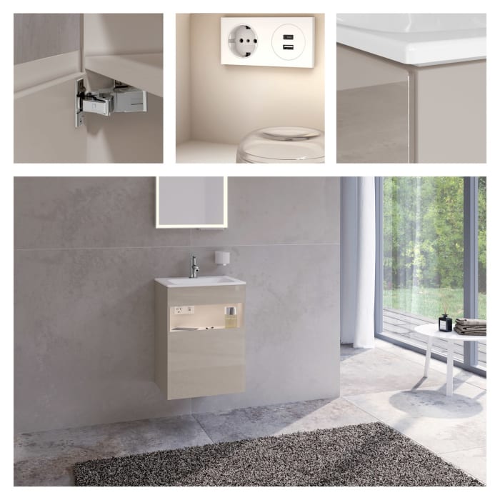 Keuco Stageline Waschtischunterbau 46 x 62,5 cm, Anschlag links, 1-türig, mit LED-Fachbeleuchtung