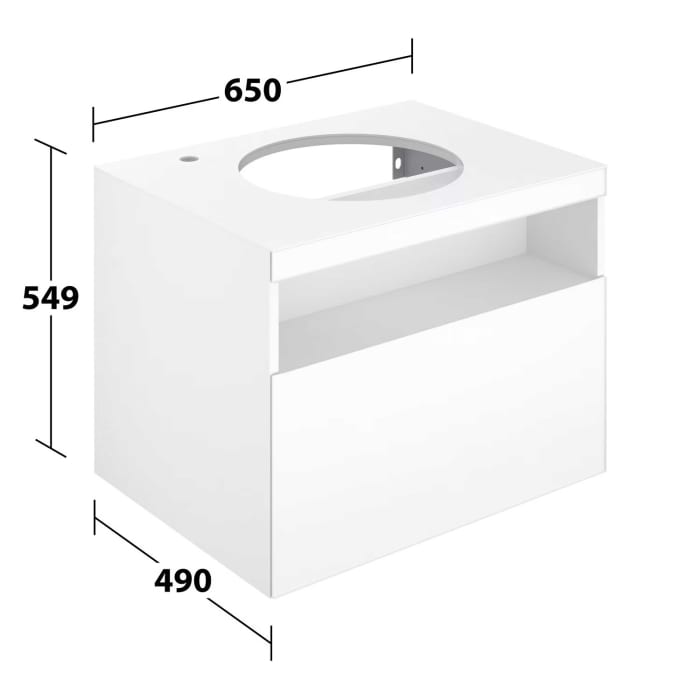 Keuco Stageline Waschtischunterbau 65 cm, Hahnloch links