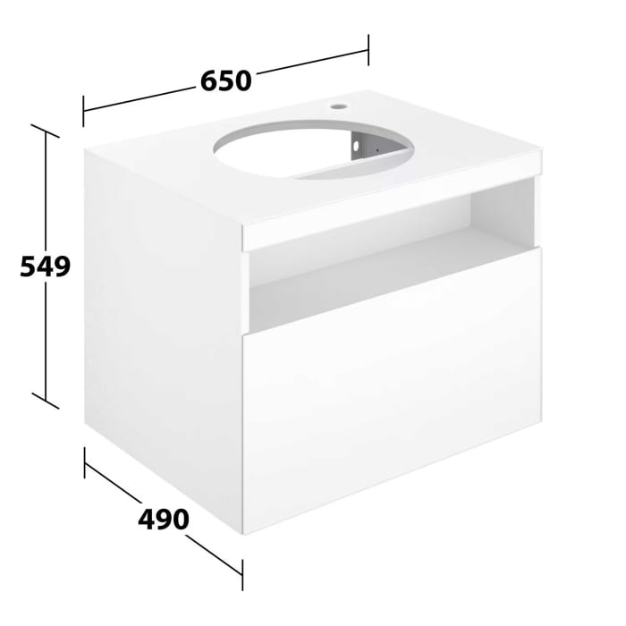 Keuco Stageline Waschtischunterbau 65 cm, Hahnloch rechts, mit LED-Fachbeleuchtung