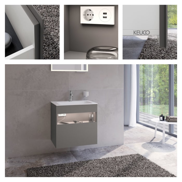 Keuco Stageline Waschtischunterbau 65 x 62,5 cm, mit 1 Auszug und LED-Fachbeleuchtung